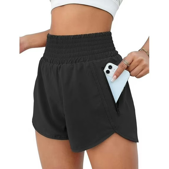 Women's BMJL Athletic High Waisted Shorts Sz L Black Running Lined Moisture Wick - Picture 1 of 9
